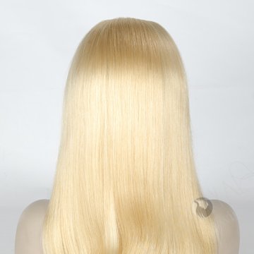 Cuticle Aligned European Raw Human Hair Wigs Blonde Color Silk Top Full